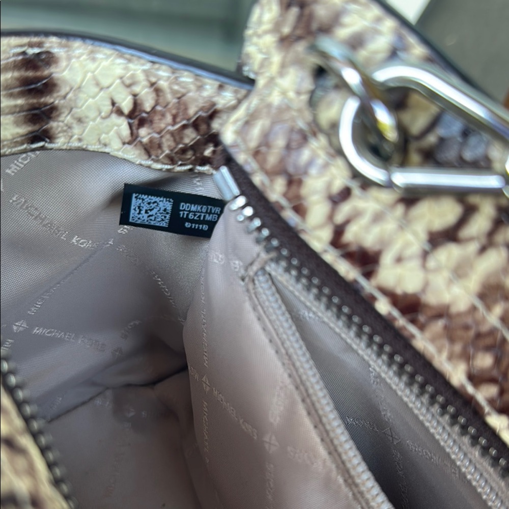 Michael Kors Brown and Cream Crossbody Bag with Chain Strap - Picture 8 of 12